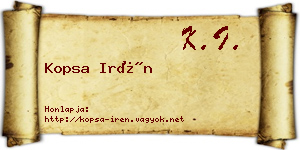 Kopsa Irén névjegykártya